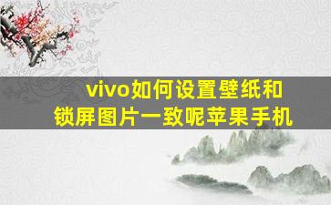 vivo如何设置壁纸和锁屏图片一致呢苹果手机