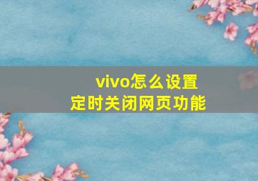 vivo怎么设置定时关闭网页功能