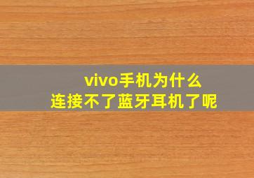 vivo手机为什么连接不了蓝牙耳机了呢