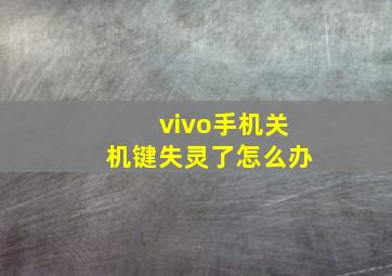 vivo手机关机键失灵了怎么办