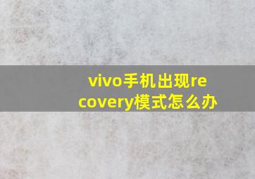 vivo手机出现recovery模式怎么办