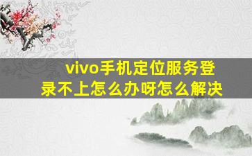 vivo手机定位服务登录不上怎么办呀怎么解决