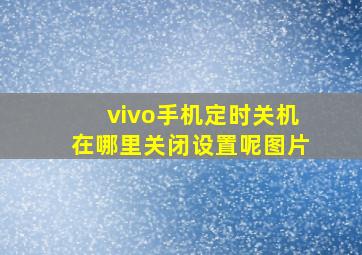 vivo手机定时关机在哪里关闭设置呢图片