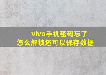 vivo手机密码忘了怎么解锁还可以保存数据