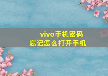 vivo手机密码忘记怎么打开手机