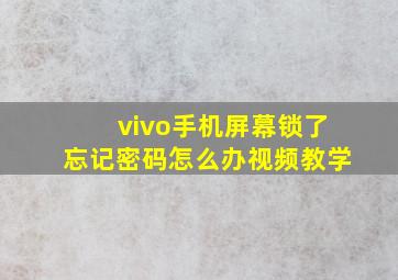 vivo手机屏幕锁了忘记密码怎么办视频教学