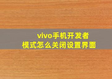 vivo手机开发者模式怎么关闭设置界面