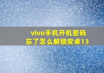 vivo手机开机密码忘了怎么解锁安卓13