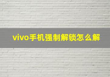 vivo手机强制解锁怎么解