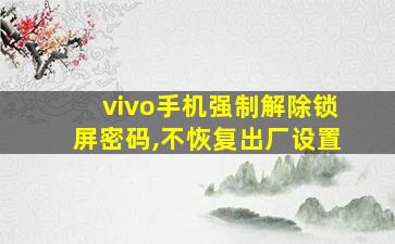 vivo手机强制解除锁屏密码,不恢复出厂设置