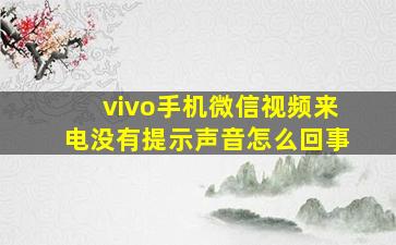 vivo手机微信视频来电没有提示声音怎么回事