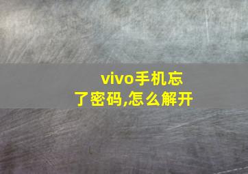 vivo手机忘了密码,怎么解开