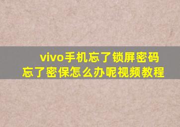 vivo手机忘了锁屏密码忘了密保怎么办呢视频教程