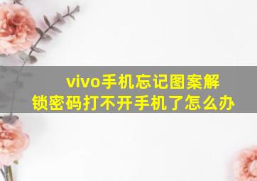 vivo手机忘记图案解锁密码打不开手机了怎么办