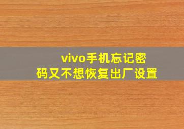 vivo手机忘记密码又不想恢复出厂设置