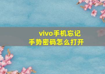 vivo手机忘记手势密码怎么打开