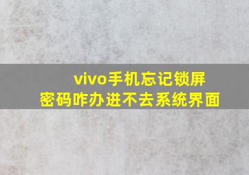 vivo手机忘记锁屏密码咋办进不去系统界面