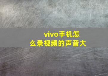 vivo手机怎么录视频的声音大