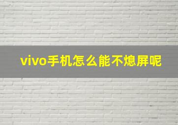 vivo手机怎么能不熄屏呢