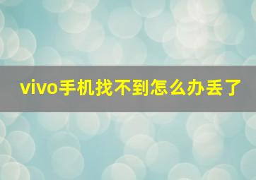 vivo手机找不到怎么办丢了