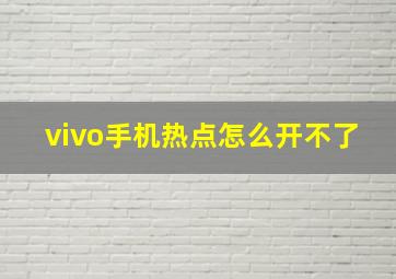 vivo手机热点怎么开不了