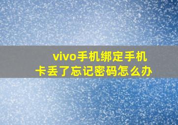 vivo手机绑定手机卡丢了忘记密码怎么办