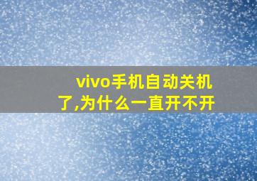 vivo手机自动关机了,为什么一直开不开