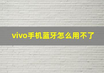 vivo手机蓝牙怎么用不了