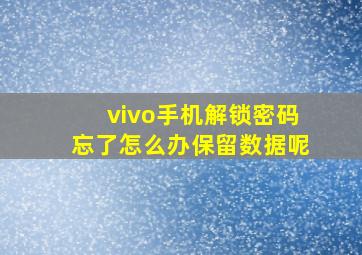 vivo手机解锁密码忘了怎么办保留数据呢