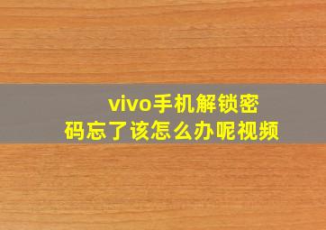 vivo手机解锁密码忘了该怎么办呢视频