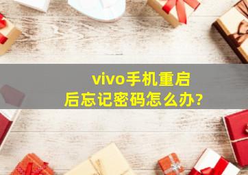 vivo手机重启后忘记密码怎么办?