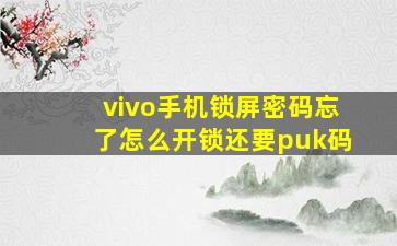 vivo手机锁屏密码忘了怎么开锁还要puk码