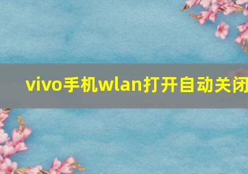 vivo手机wlan打开自动关闭