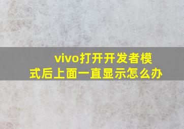 vivo打开开发者模式后上面一直显示怎么办