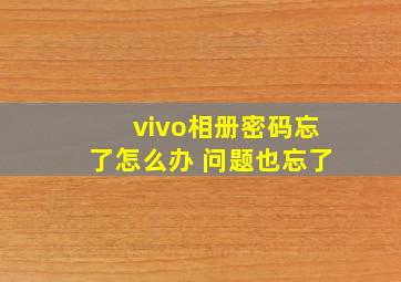 vivo相册密码忘了怎么办 问题也忘了