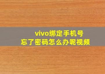 vivo绑定手机号忘了密码怎么办呢视频