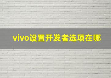 vivo设置开发者选项在哪