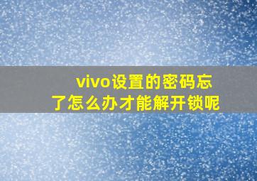 vivo设置的密码忘了怎么办才能解开锁呢