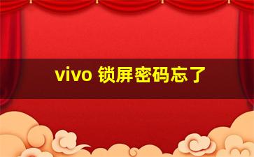 vivo 锁屏密码忘了