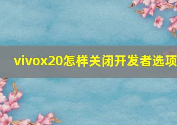 vivox20怎样关闭开发者选项