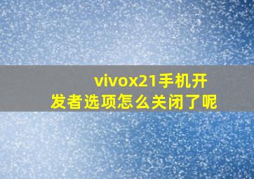 vivox21手机开发者选项怎么关闭了呢