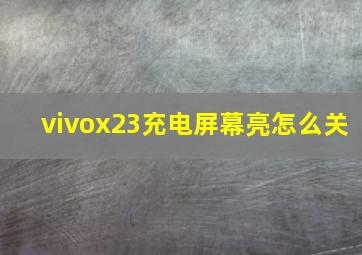 vivox23充电屏幕亮怎么关