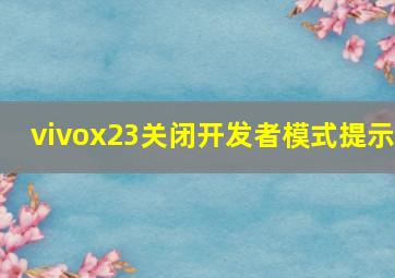 vivox23关闭开发者模式提示