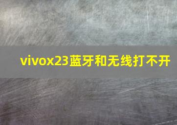 vivox23蓝牙和无线打不开