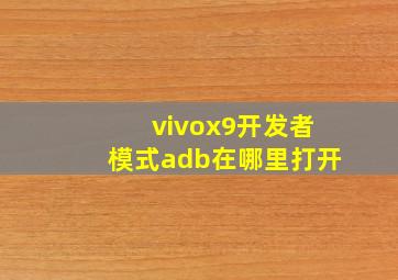 vivox9开发者模式adb在哪里打开