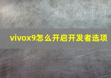 vivox9怎么开启开发者选项