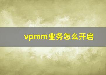 vpmm业务怎么开启