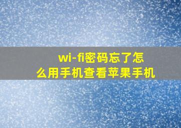 wi-fi密码忘了怎么用手机查看苹果手机