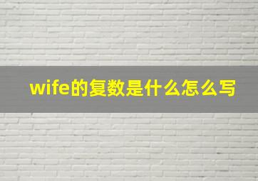 wife的复数是什么怎么写