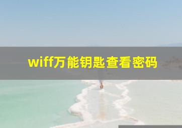 wiff万能钥匙查看密码